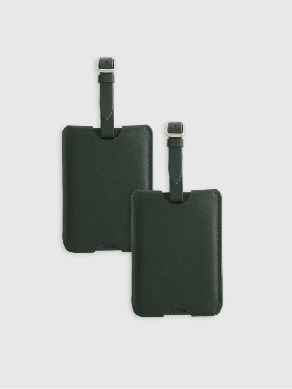 Quince Dark Green Leather Luggage Tags, Set of 2